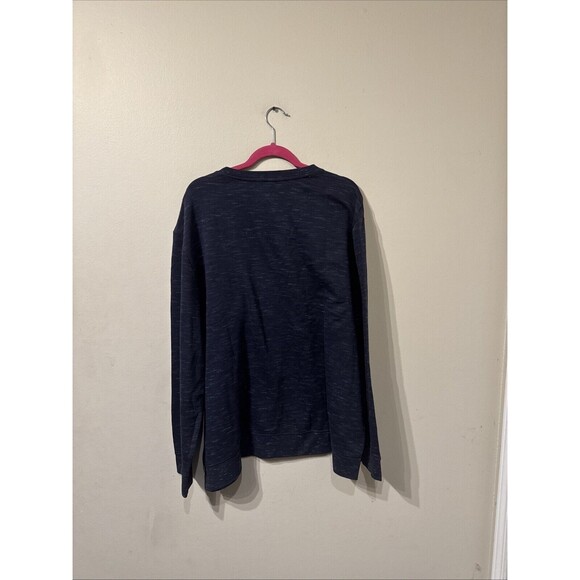 Navy Haggar Textured Jersey Crewneck Long Sleeve XXL New With Tags - Picture 2 of 4